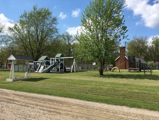 Children's playground & heated swimming pool