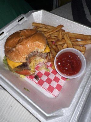 Cheeseburger and fries