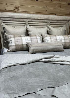 Suede Hides by Moore and Giles paired with Eastern Accents Bedding. Napa Belmont Bedrooom Set.