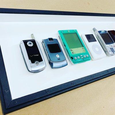 Framing old devices in a shadow box frame