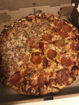 Medium half sausage half pepperoni.