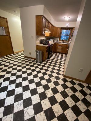 Kitchen and hallway floor redone after flooding!