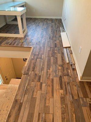 Loft area, replaced the carpet with vinyl plank flooring