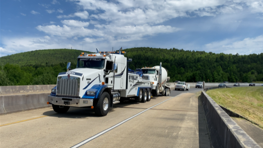 We offer heavy towing. We have a 50 ton truck.