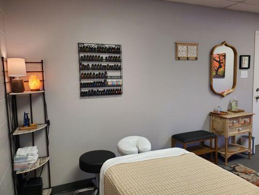 Massage table and dressing area