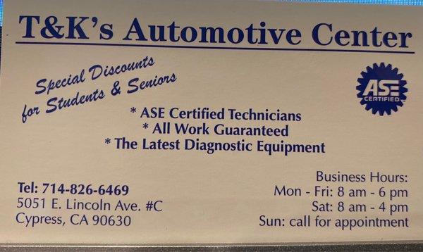 T & K's Automotive Center