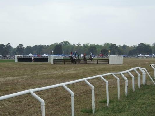 It is a steeplechase horse race