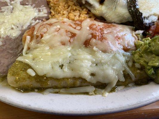 2 different sauces on the enchiladas. Can't say one is better than the other--both very good