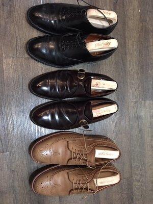 8.5D Cordovan Oxford, 8D Cordovan Monk and 8D Barrie LWB Chromexcel, 7.5D  PTB black cordovan missing because it doesn't fit right