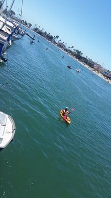 Kayaks on the water.