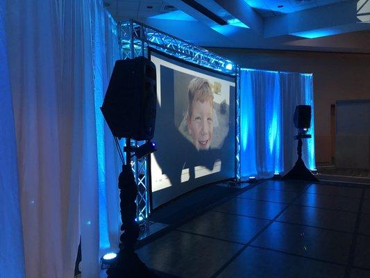 up lighting and drape creates a cool vibe at any event...