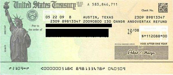 A typical check from an actual client.