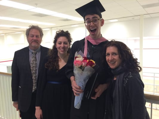 Our son Austin graduated from Berklee College of Music in May 2016. Our daughter Natalie Mona (left of Austin) works at Harvard University.