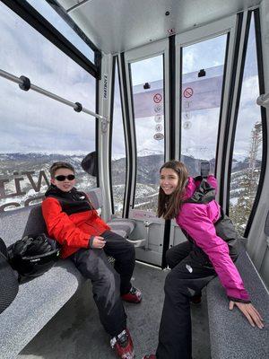 Kids in their Kit Lender gear enjoying the ride up the mountain