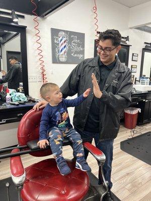 Eduardo was fantastic with my grandson's haircut, the place is nice, clean, and very friendly