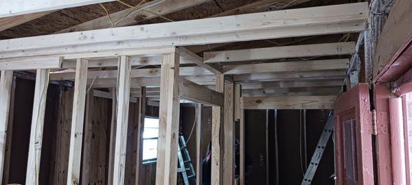 Fram out walls an ceiling joist