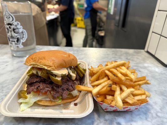 Burger and fries