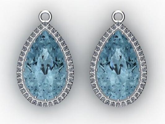 Aquamarine & diamond earring jackets .exclusive design by Angelica Chapman.