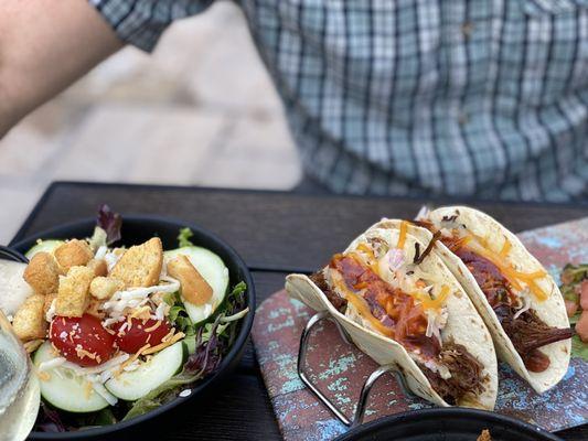 Brisket Tacos and side salad