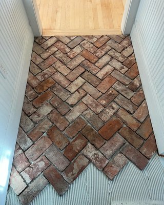 brick on a herringbone pattern