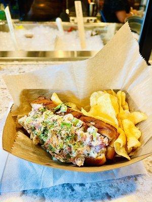 Lobster roll and chips