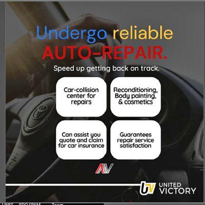 Having troubles with repairs?
Don't worry. United Victory - Auto Broker got your back covered.

Simply Connect here for more info.