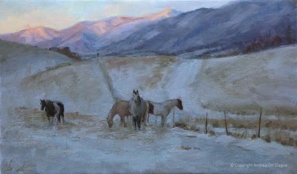 'Montana Ranch Ponies' 12x20(in)             painting by Andrea Clague