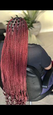 Smedium butt length box braids