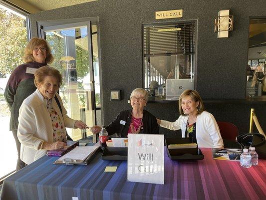 Volunteers Gail, Sue and Barbara  with lucky ticket winner Martha Jessup.