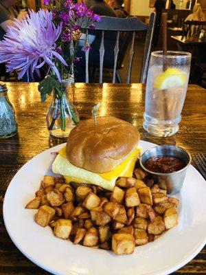 Awesome breakfast sandwich with hash browns!!