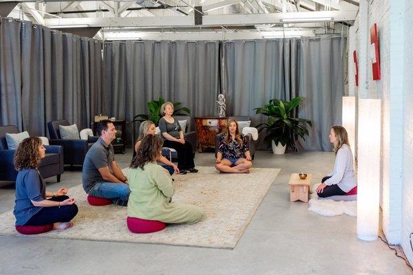 Mindfulness meditation group classes.