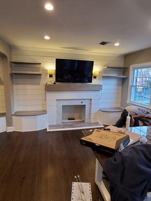 New fireplace wall and surround