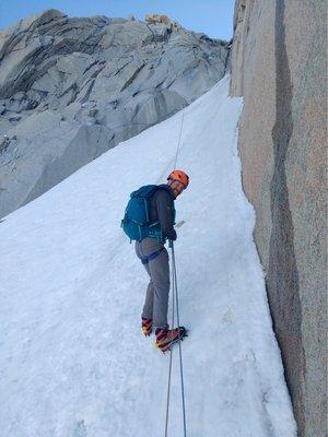 Descending Couloir Amy in Patagonia