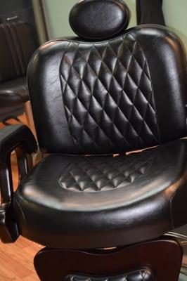 Collins leather barber chairs with heat & massage built right in. Enjoy!