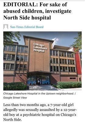 Chicago Sun-Times Editorial: For the sake of abused children, investigate North Side Hospital.