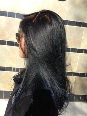 Black with green to blue ombré !