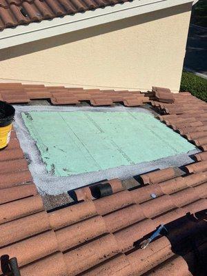 Tile roof repair.