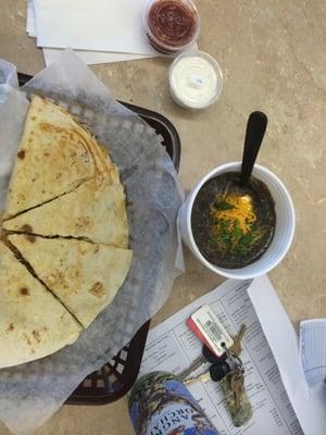 Black bean soup & quesadilla special