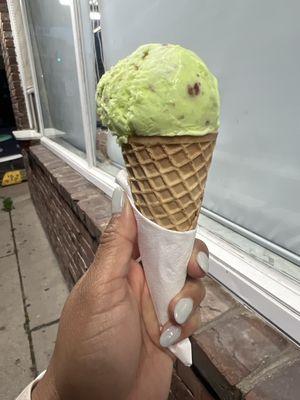 Pistachio ice cream cone $3