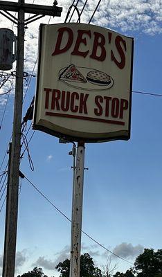 Sign for Deb's Truck Stop from the road