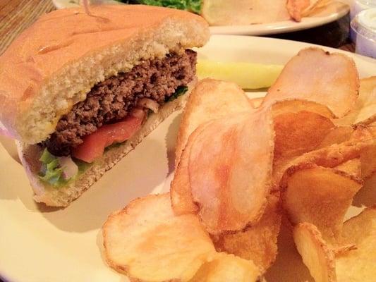 Applewood bacon cheeseburger and hand cut chips