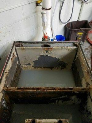 After grease trap cleaning.