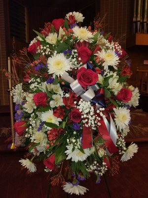 Floral arrangement for military memorial