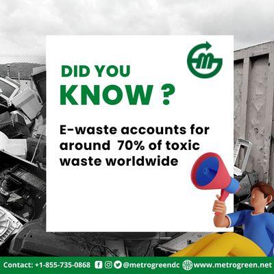 The e-waste generated is almost 70% of toxic waste worldwide. Most of the waste is electronic items such as computers, televisions, mobile p