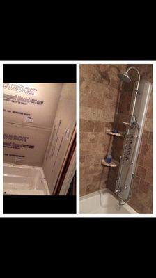 Before and after shower install