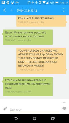 My text exchange with 'CORPORATE'. Turned out to be someones cellphone.