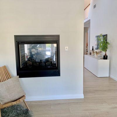 See-through fireplace from one side