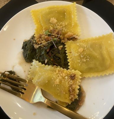 Sweet potato ravioli with spinach