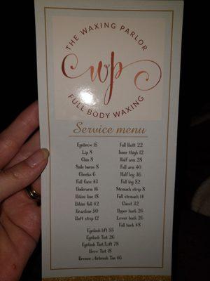 9.2018 Services Menu