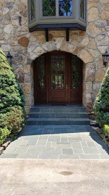 Slate is so beautiful for an outside entrance.